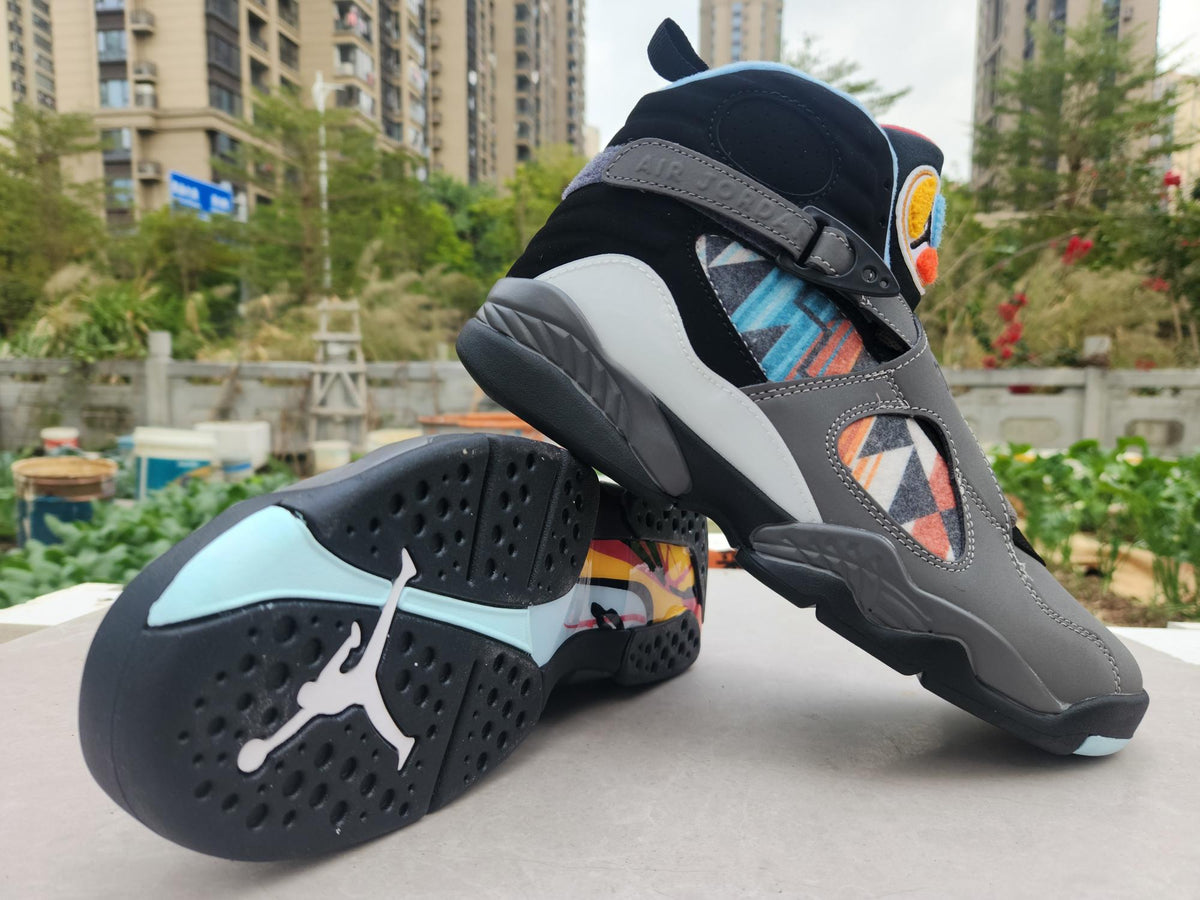 Air Jordan 8 Grey & Black Multi-Colour Sneakers