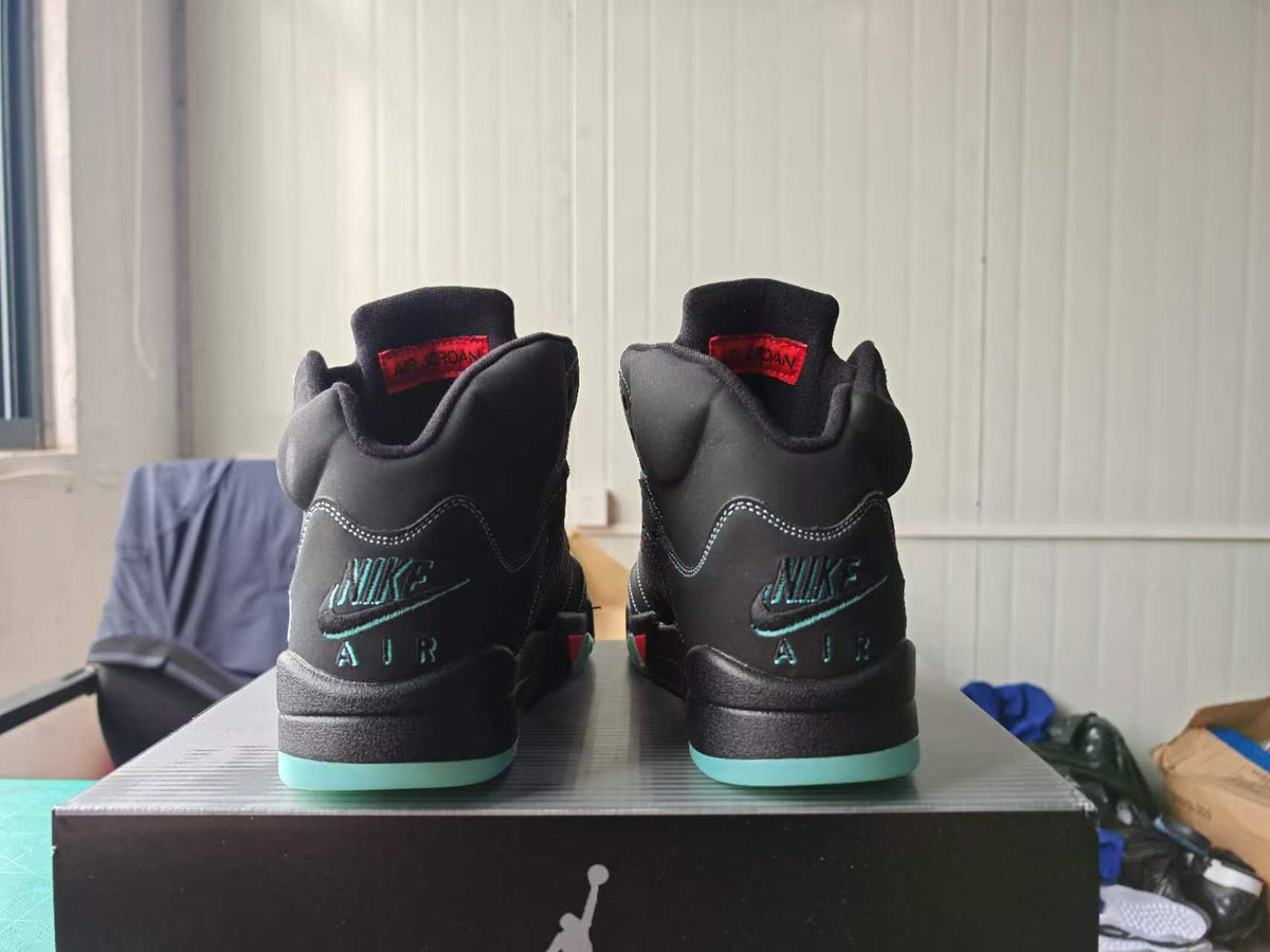 Air Jordan 5 Halloween Black & Mint Green Sneakers | 36–47