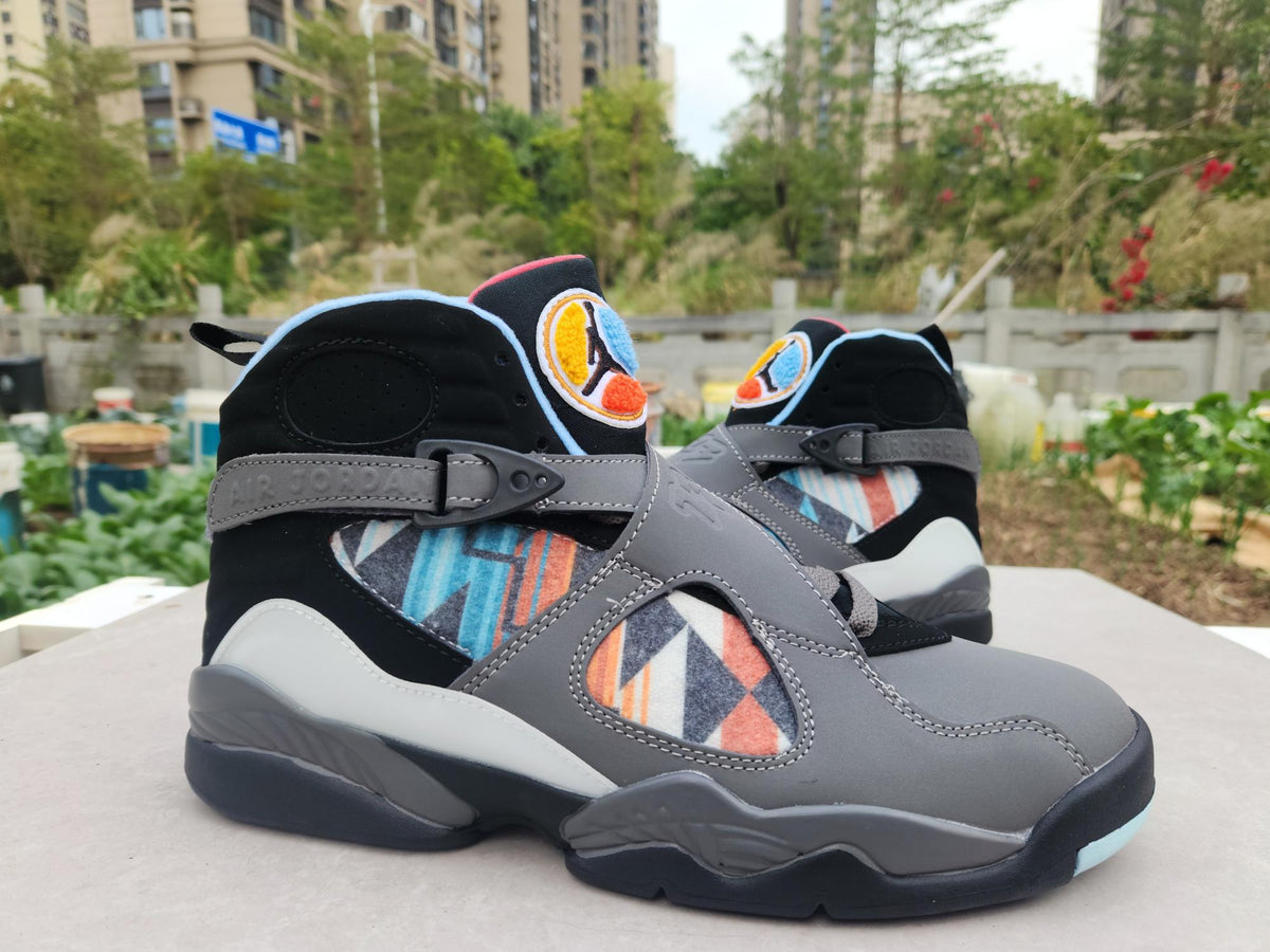Air Jordan 8 Grey & Black Multi-Colour Sneakers