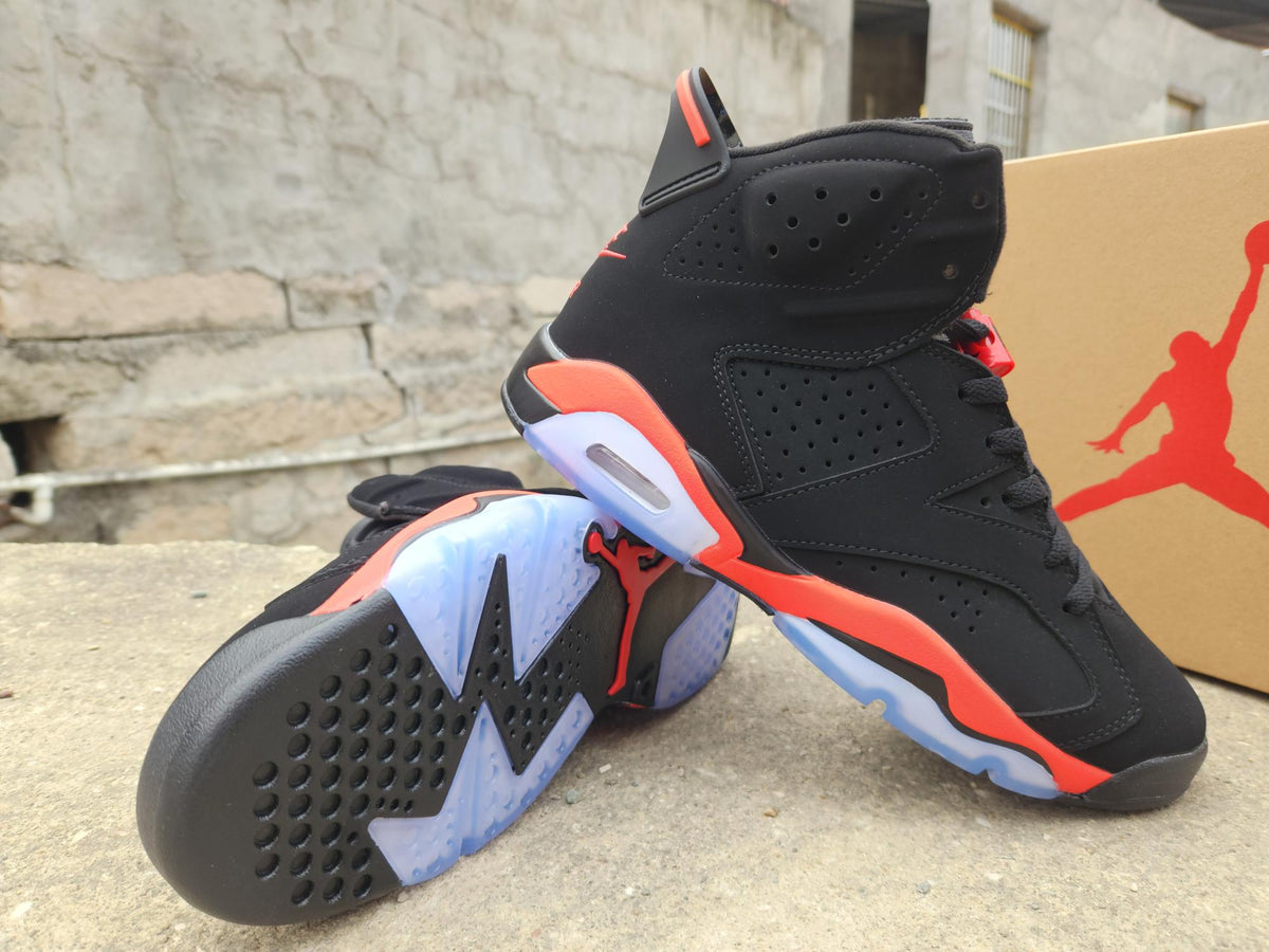 Air Jordan 6 Black & Red-Orange Sneakers | 36–47