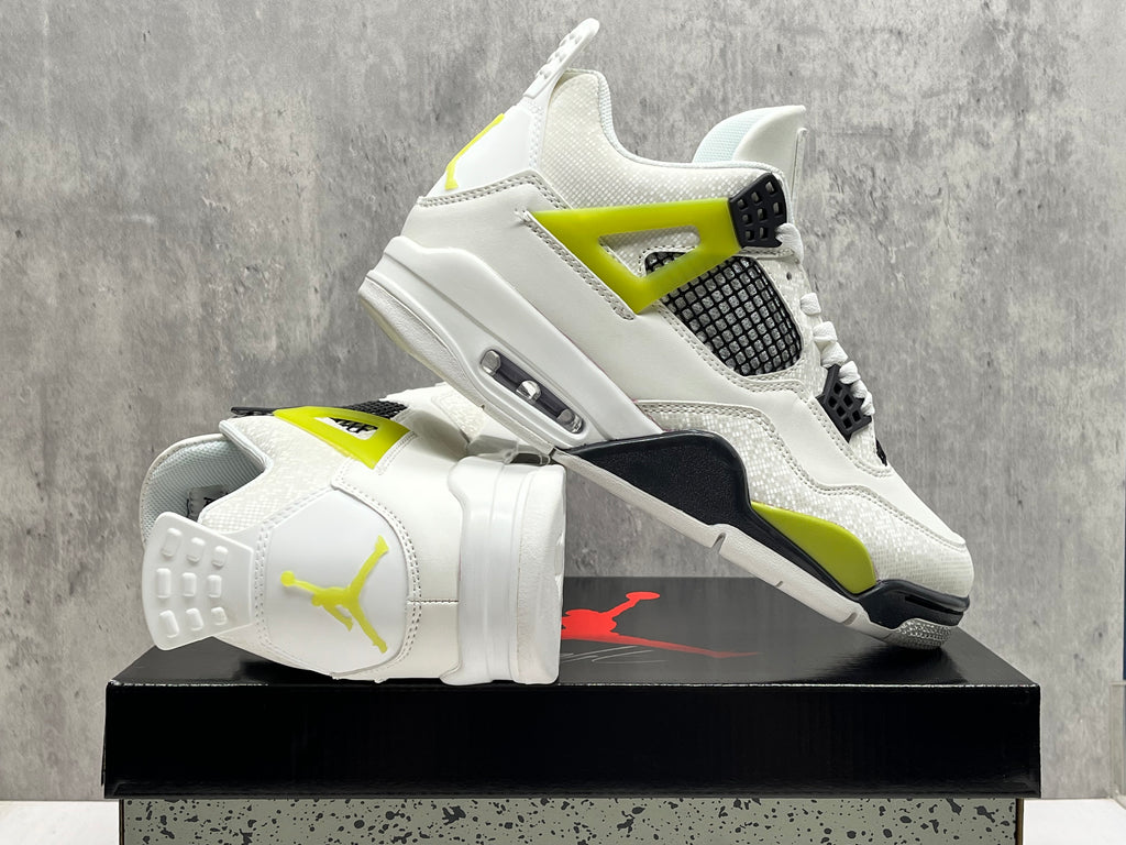Air Jordan 4 Retro White & Lime Sneakers | 36–47.5