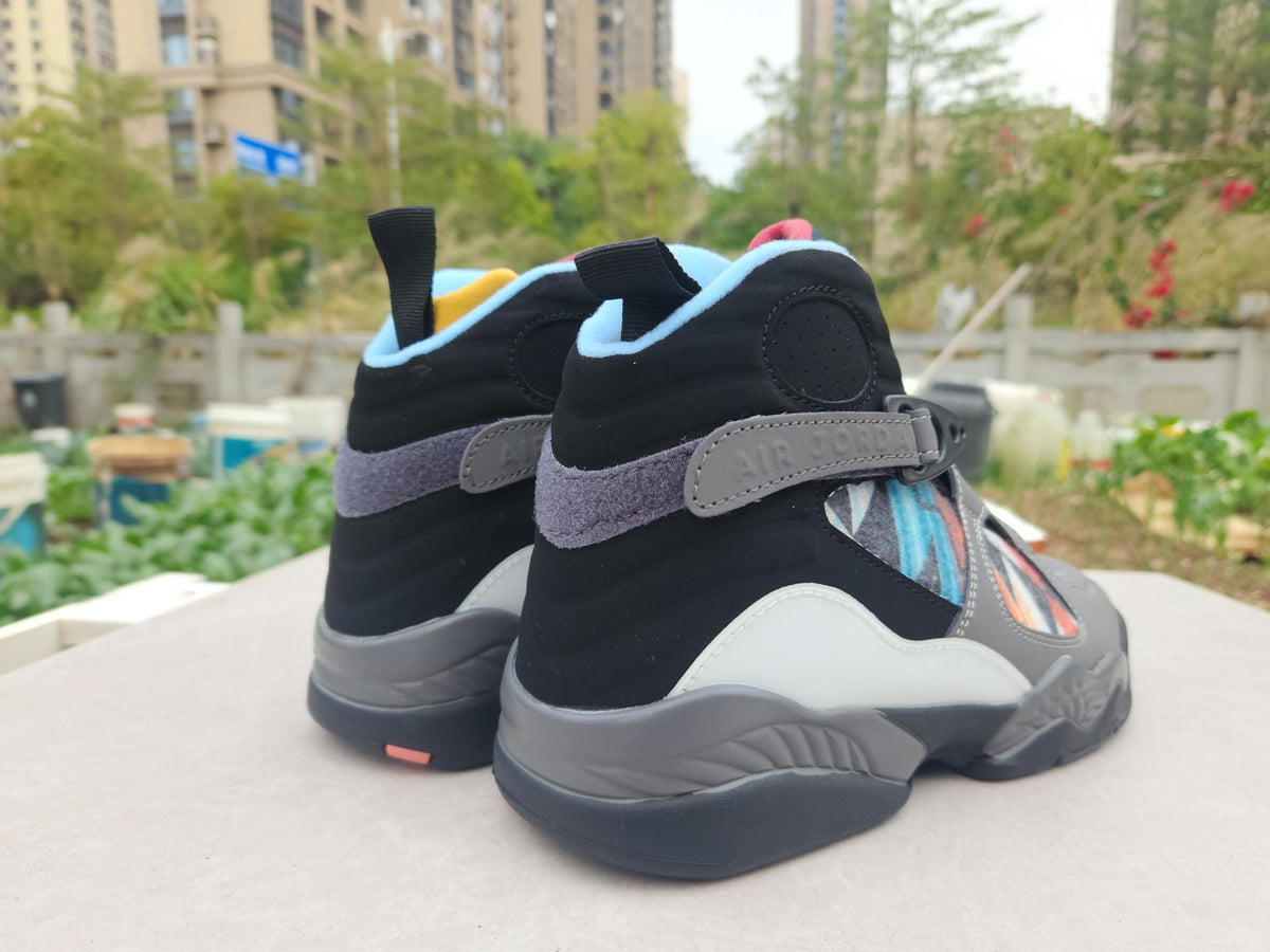 Air Jordan 8 Grey & Black Multi-Colour Sneakers