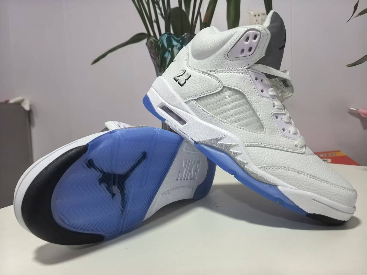 Air Jordan 5 Retro White Metallic Silver Sneakers | 36–47