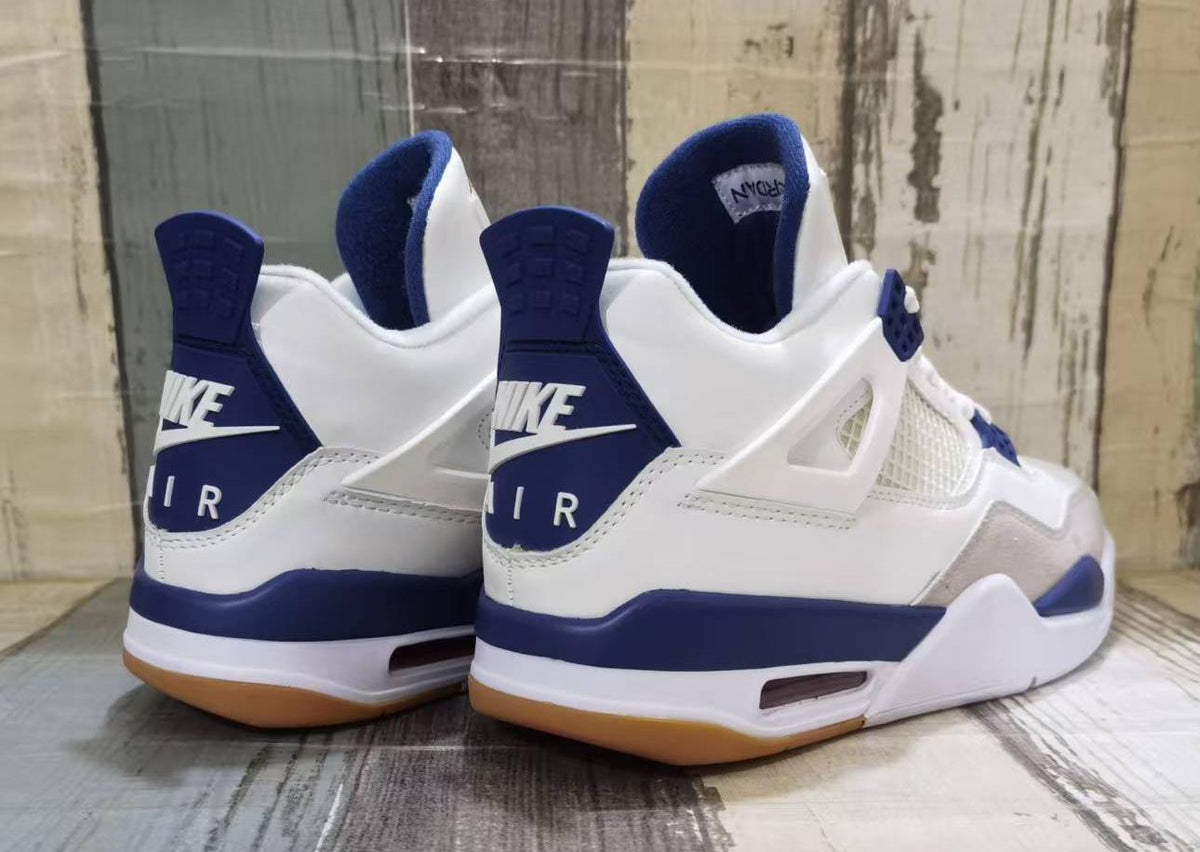 Air Jordan 4 Retro White & Navy Blue Sneakers | 36–47