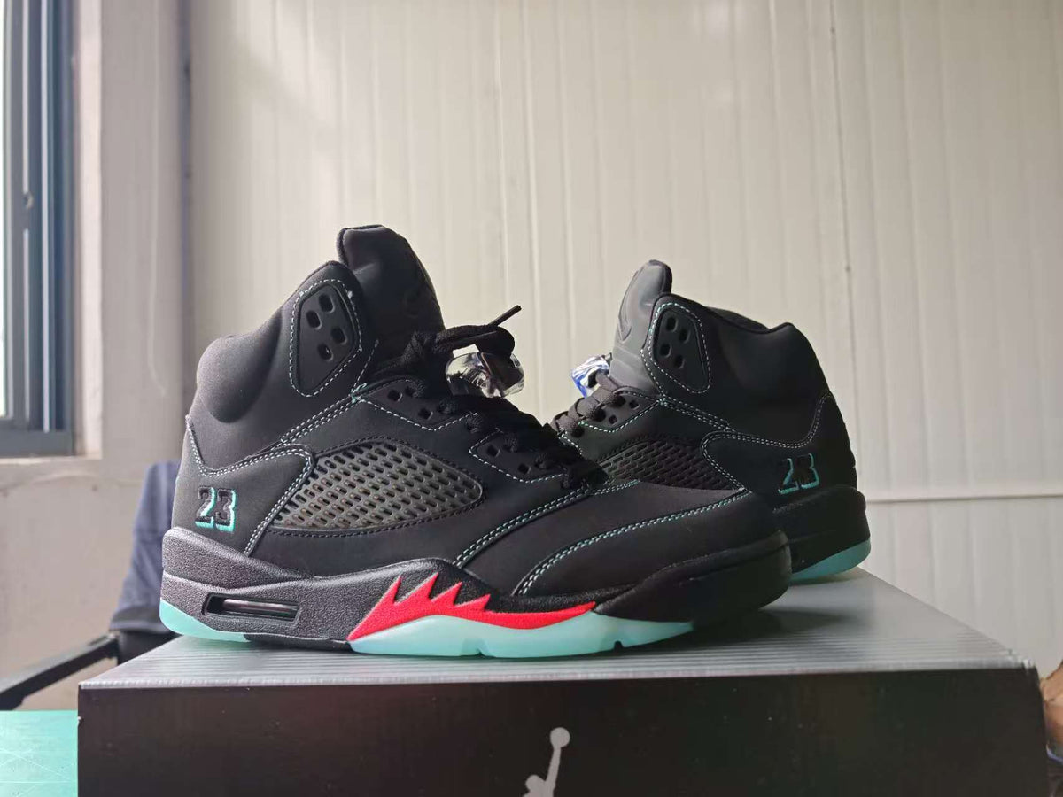 Air Jordan 5 Halloween Black & Mint Green Sneakers | 36–47