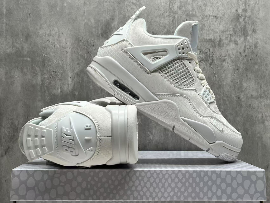 Air Jordan 4 Retro White Mamba All-White Sneakers | 36–47.5