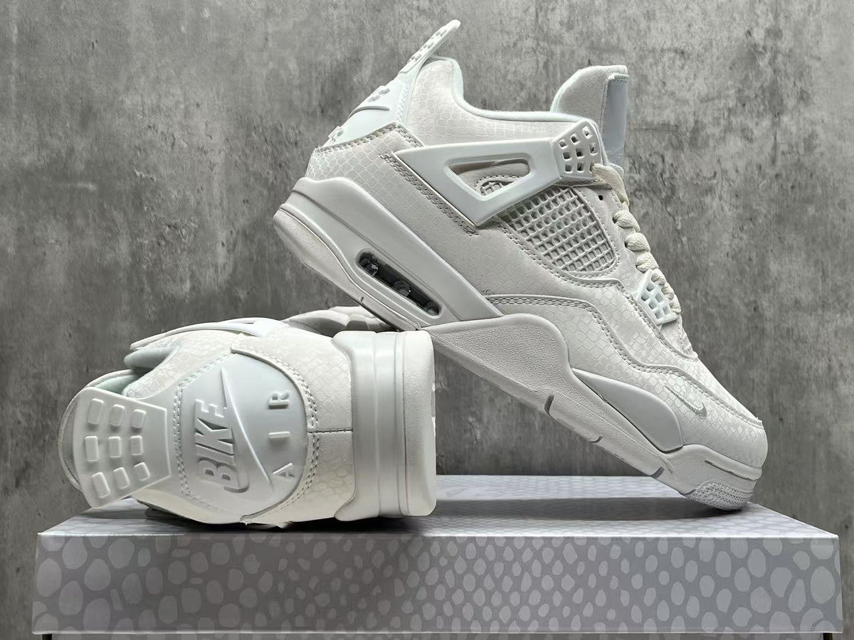 Air Jordan 4 Retro White Mamba All-White Sneakers | 36–47.5