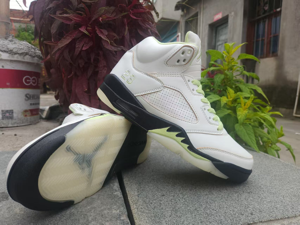 Air Jordan 5 Retro Pale Green White & Black Sneakers | 36–47