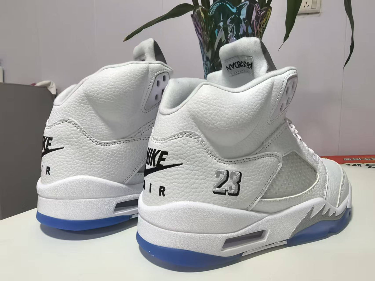 Air Jordan 5 Retro White Metallic Silver Sneakers | 36–47