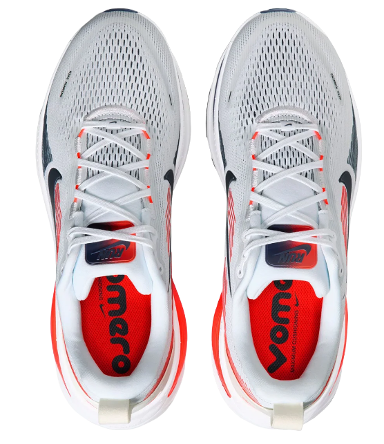 Nike Vomero 18 - White with Navy & Orange-Red Accents (168)