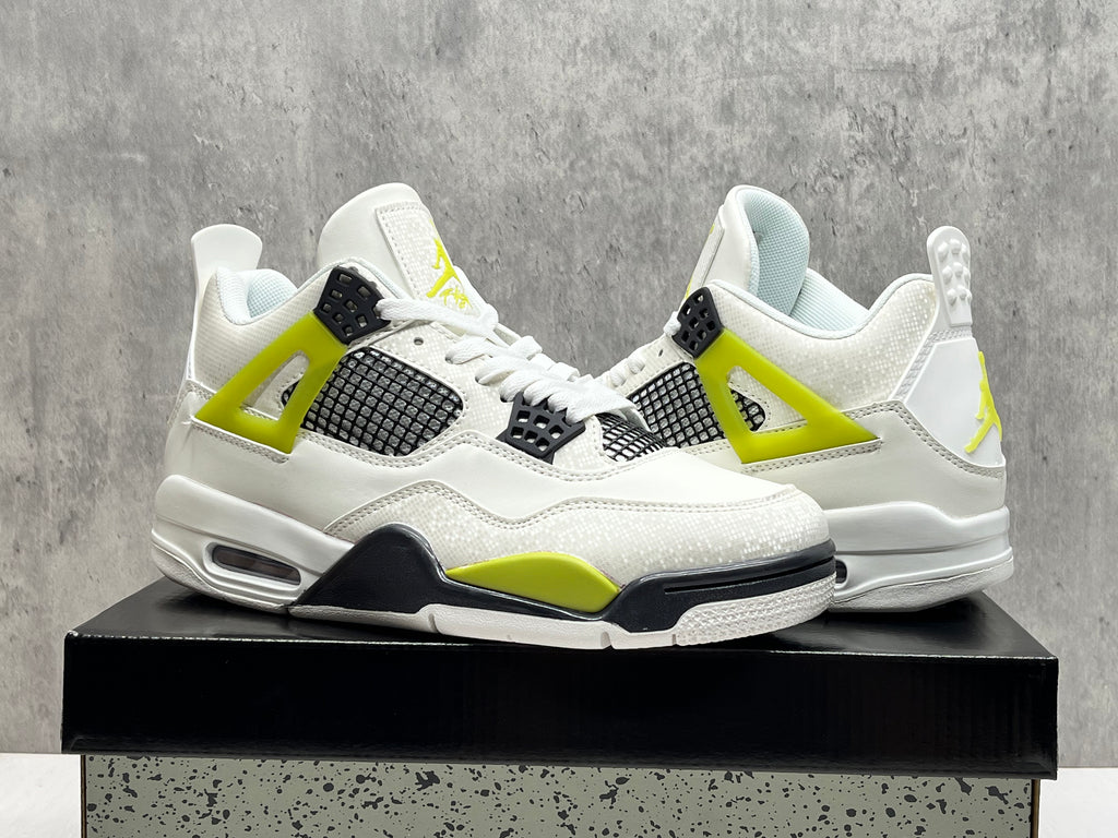 Air Jordan 4 Retro White & Lime Sneakers | 36–47.5