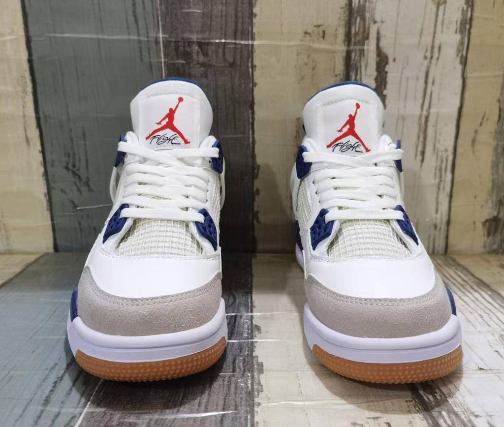 Air Jordan 4 Retro White & Navy Blue Sneakers | 36–47