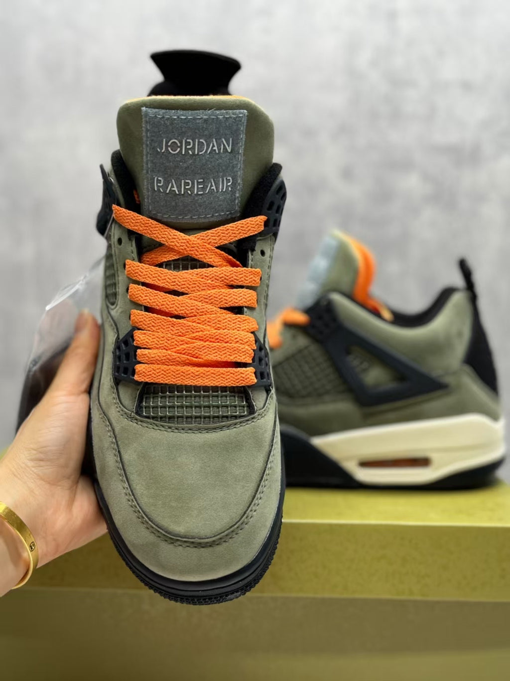Air Jordan 4 Retro Olive Green & Orange Sneakers | 36–47.5