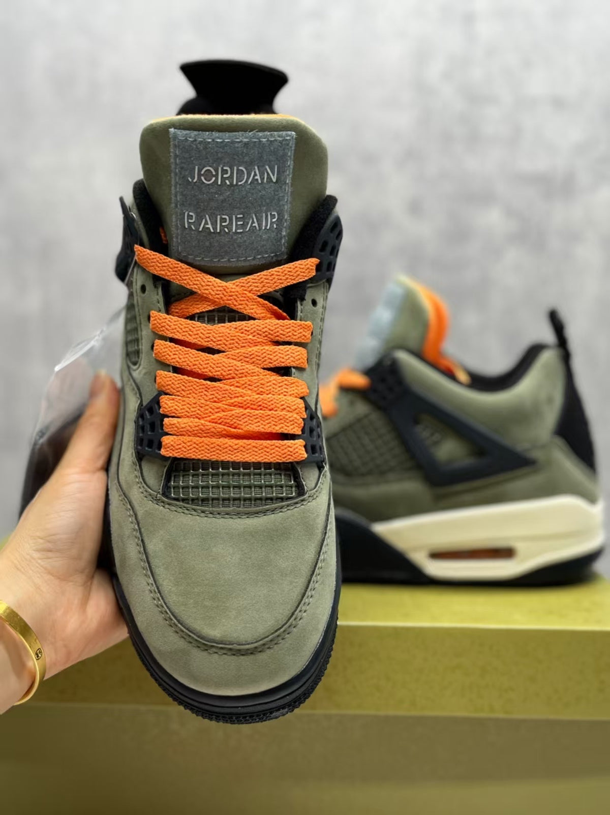Air Jordan 4 Retro Olive Green & Orange Sneakers | 36–47.5