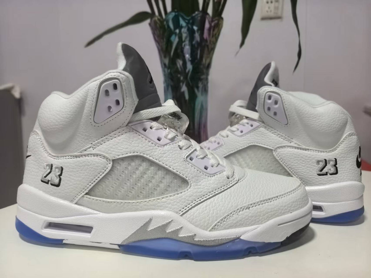 Air Jordan 5 Retro White Metallic Silver Sneakers | 36–47